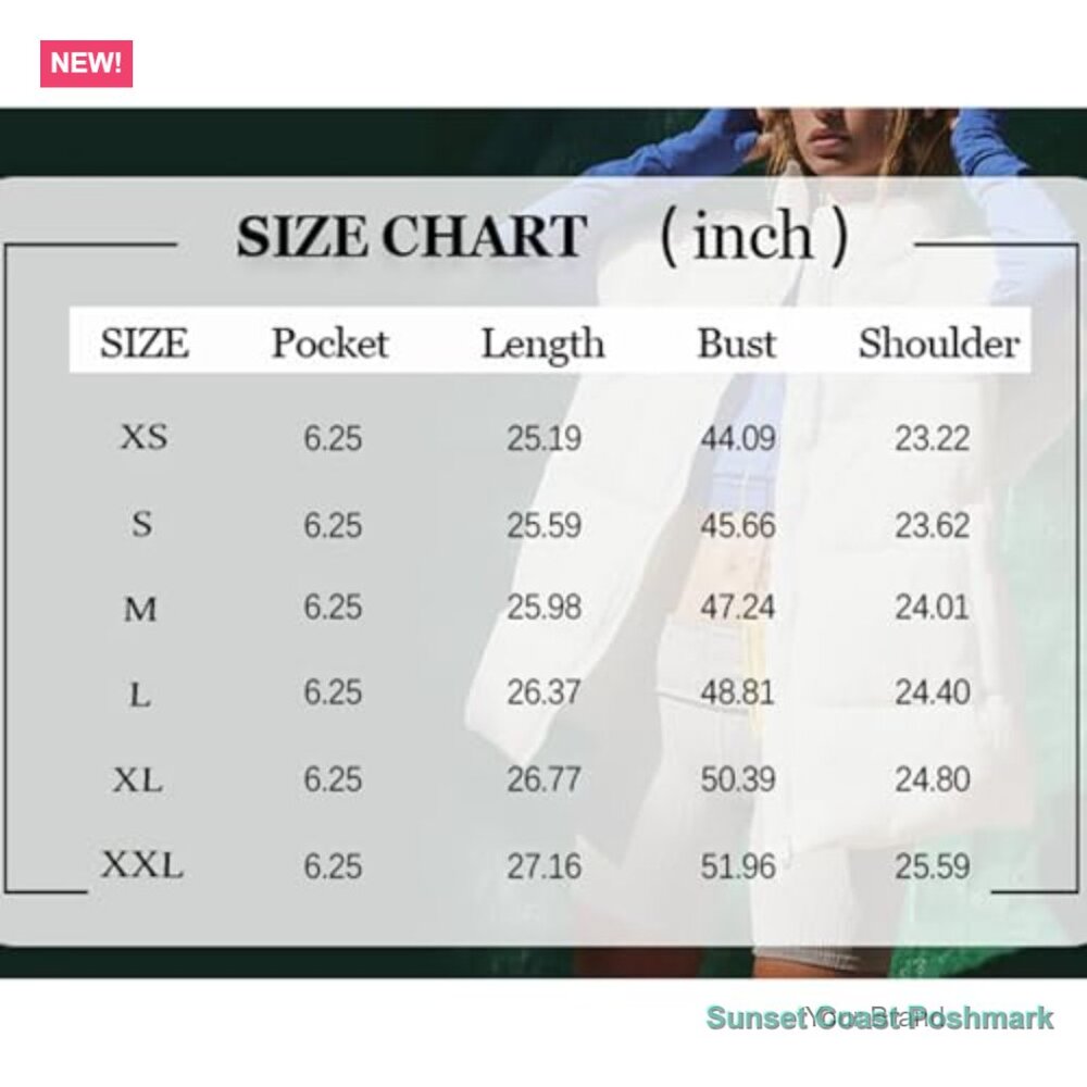 Oversized Puffer Vest Stand Collar Full Zip Sleeveless Quilted - Picture 6 of 7